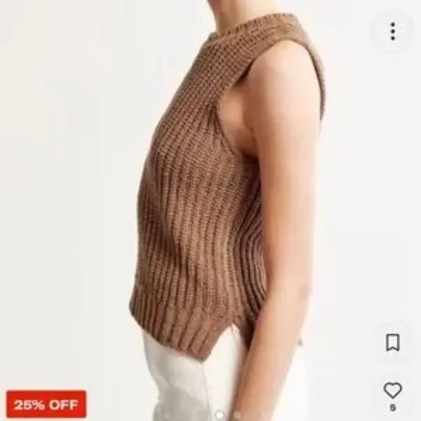 Abercrombie & Fitch brown shaker knit sweater tank top vest small - Image 3