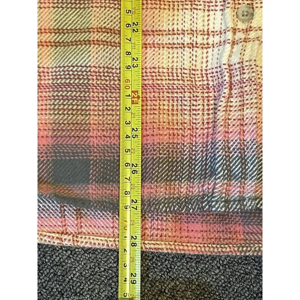 American Eagle Green Orange Plaid Fleece Flannel Oversized Button-down Shirt XS - Image 14