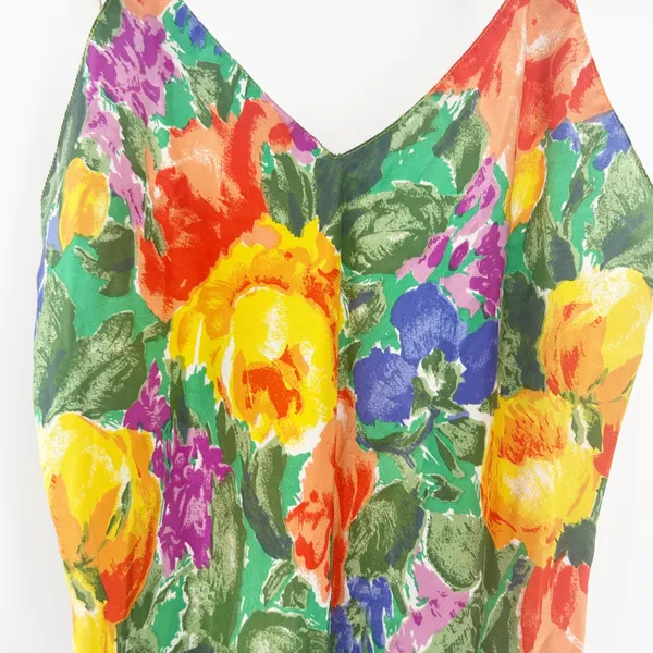 Victoria's Secret Vintage Gold Label 90s Vibrant Floral‎ Print Mini Slip Dress S - Image 4
