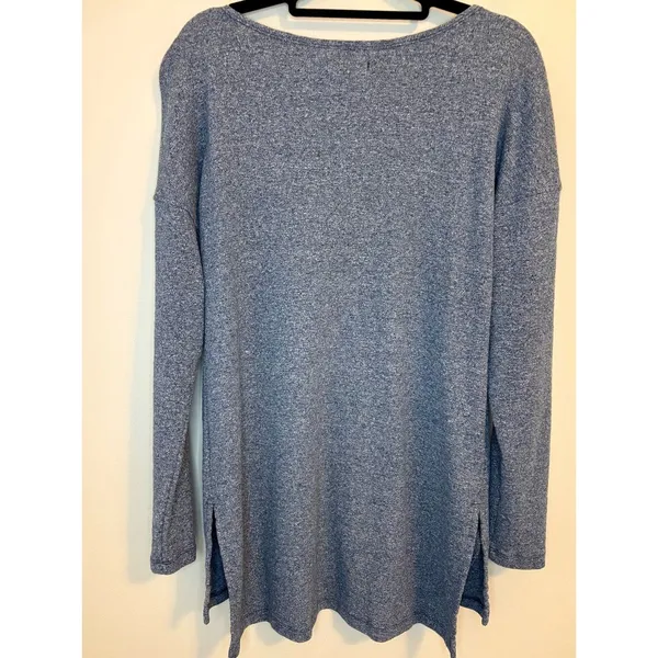 UGG Blue Heather Tunic Sweater Top Side Slit Pockets Small - Image 2