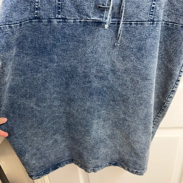 Rue+ blue medium wash denim cotton stretch‎ zip bodycon adjustable mini dress 3X - Image 3