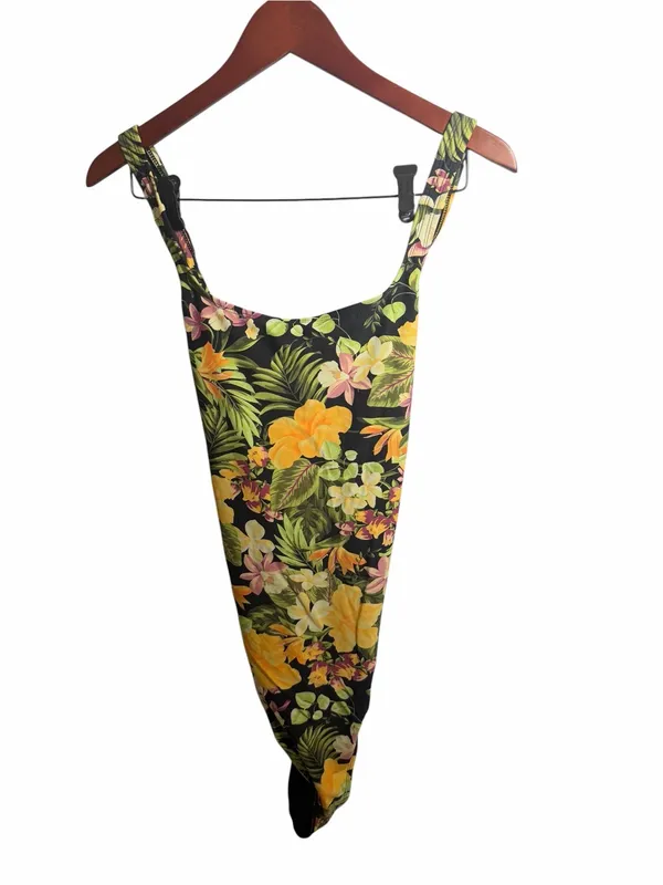 Hurley Tropical Floral Scoop One-Piece - Black & Yellow - Image 3