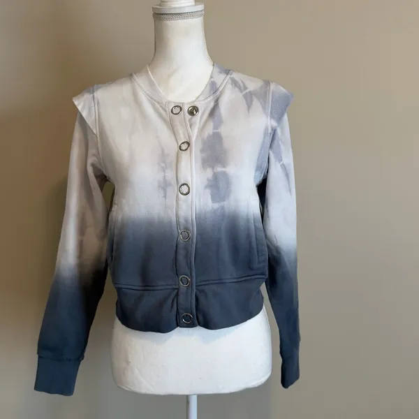 NWT Revolve 525 America gray and white ombré snap closure sweatshirt size small - Image 2