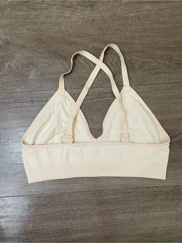 Bombas Women’s Seamless Triangle Bralette Size M/L Wheat Beige Adjustable Straps - Image 4