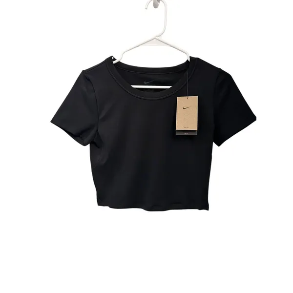 Nike One Fitted Women's Dri-FIT Short-Sleeve Cropped Top Black Size M NWT - Image 4