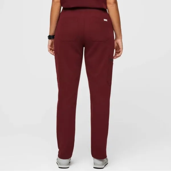 FIGS Yola High Waisted Pant In Burgundy - Image 4
