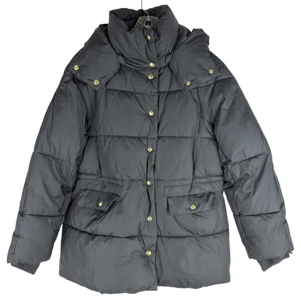 J. Crew New Chateau Puffer Coat Water Resistant Black Size M - Image 3