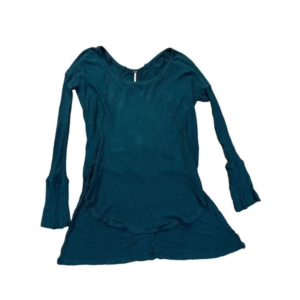Free People‎ Ventura Waffle Knit Thermal Top Scoop Neck Waterfall High Low Small - Image 2