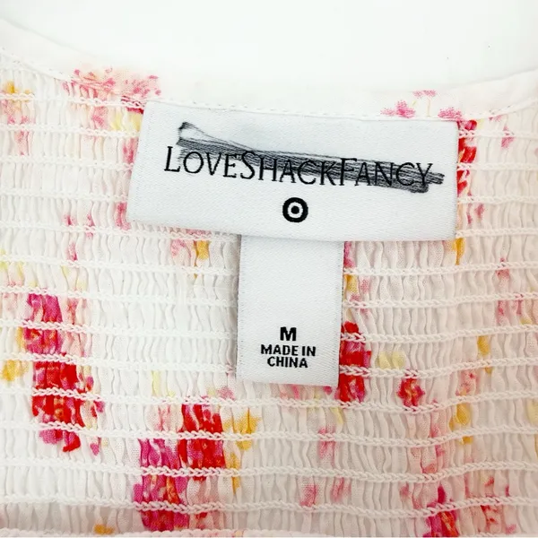 LoveShackFancy X Target Cosette Floral Midi Dress Smocked Cottagecore Lace Pink - Image 12