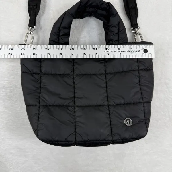 Lululemon Quilted Grid‎ Tote Bag Mini Black Puffer Crossbody Handbag LU9BETS - Image 2