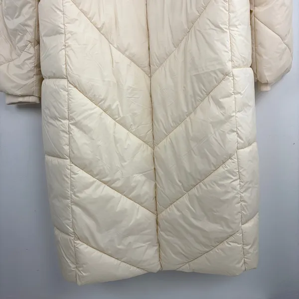Banana Republic Factory Water Resistant Puffer Jacket Long Cream Parka Size XL - Image 15