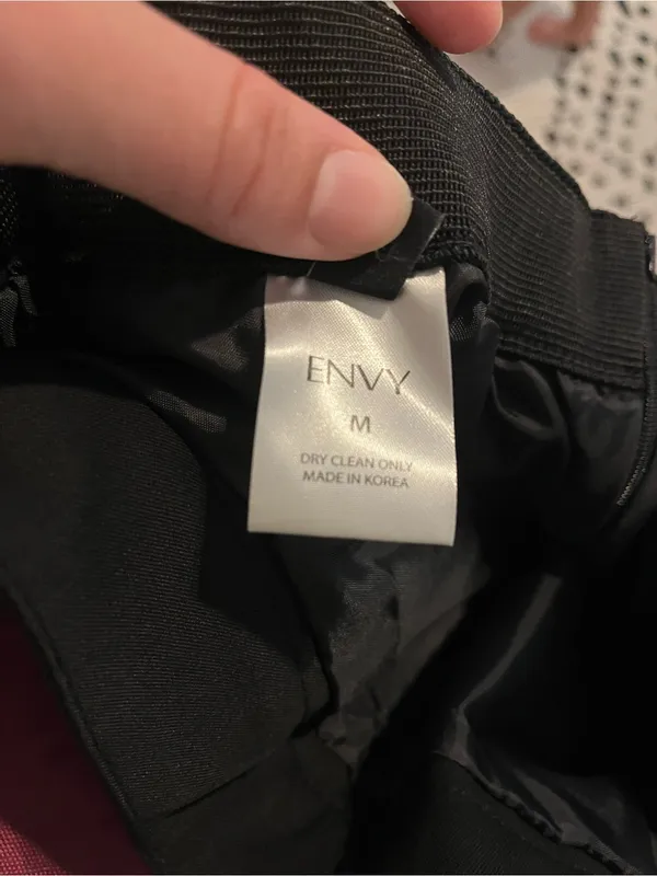 envy Black A-Line Midi Skirt pleated Button front HOLE - Image 6