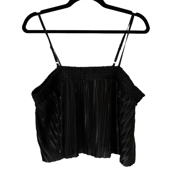 NWT BP Nordstroms Black Plissé Sleeveless Pleated Crop Top Women’s Sz XL - Image 4