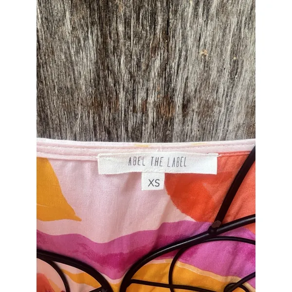 Abel‎ the Label Anthropologie Size XS Swish Hi Lo Dress Orange Pink Smocking - Image 4