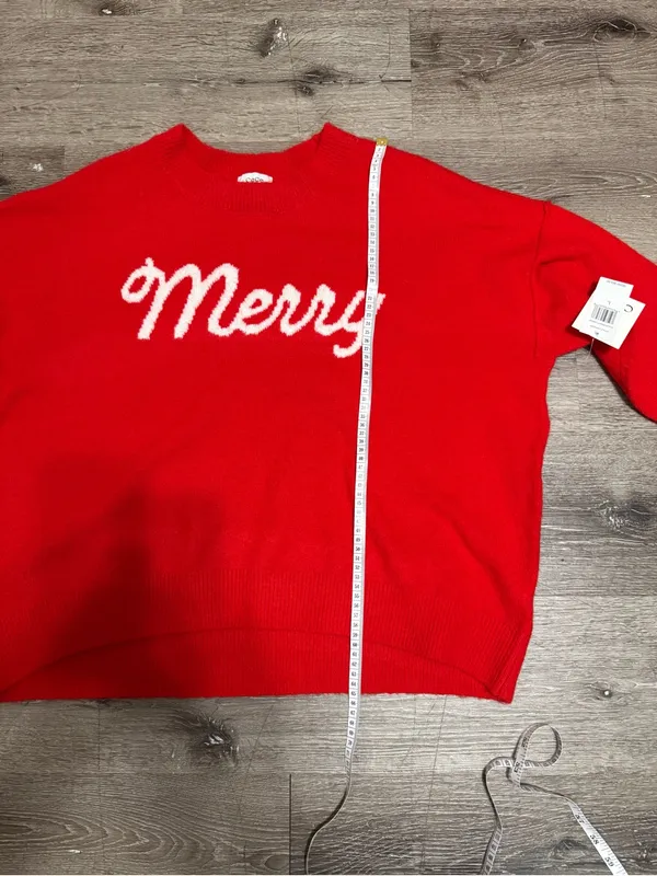 CeCe Merry Christmas Sweater Red White Holiday Pullover NWT Size L - Image 4