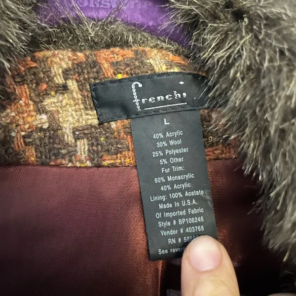 Frenchi coat with fur color Brown Size L - Image 5