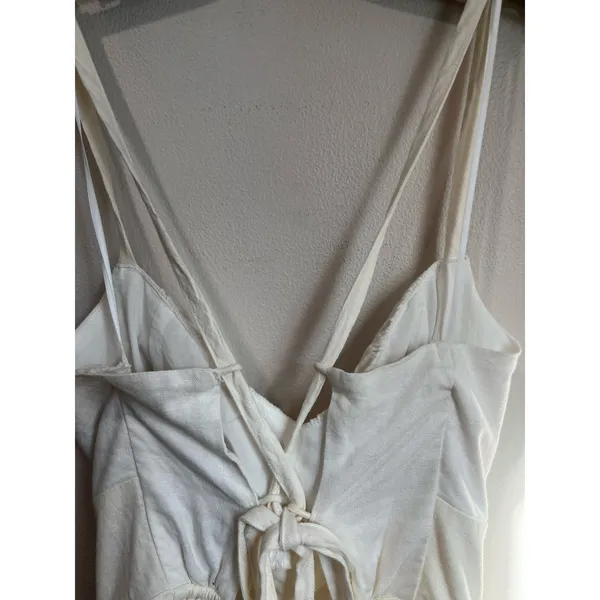 Hollister‎ White Linen Blend Tiered Mini Dress Casual Summer Size M - Image 4