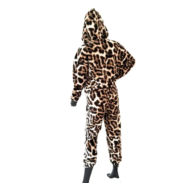 Microfiber Leopard Pajama Set Hoodie Joggers Loungewear Sleepwear Animal Primt - Image 8