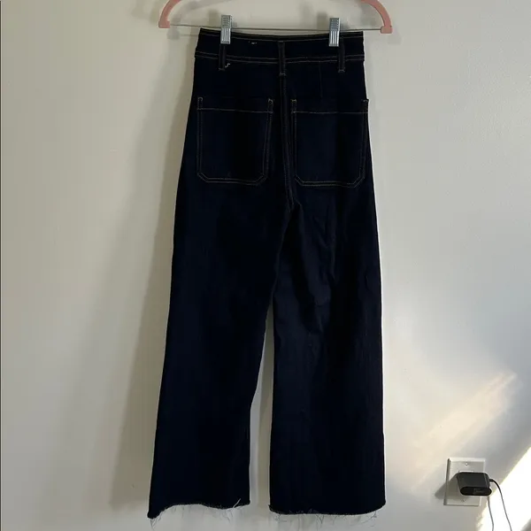 Zara Marine Straight Patch Pocket High Rise Jeans - Image 5