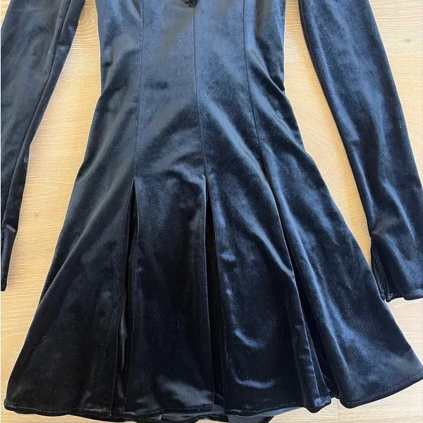 House of C.B Velvet Keyhole Mini Dress Fit N Flare Stella Size XS Black - Image 4