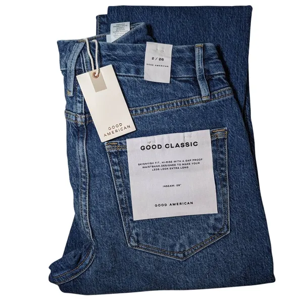 Good American Good Classic‎ Raw Hem Jeans 2/26 NWT - Image 12