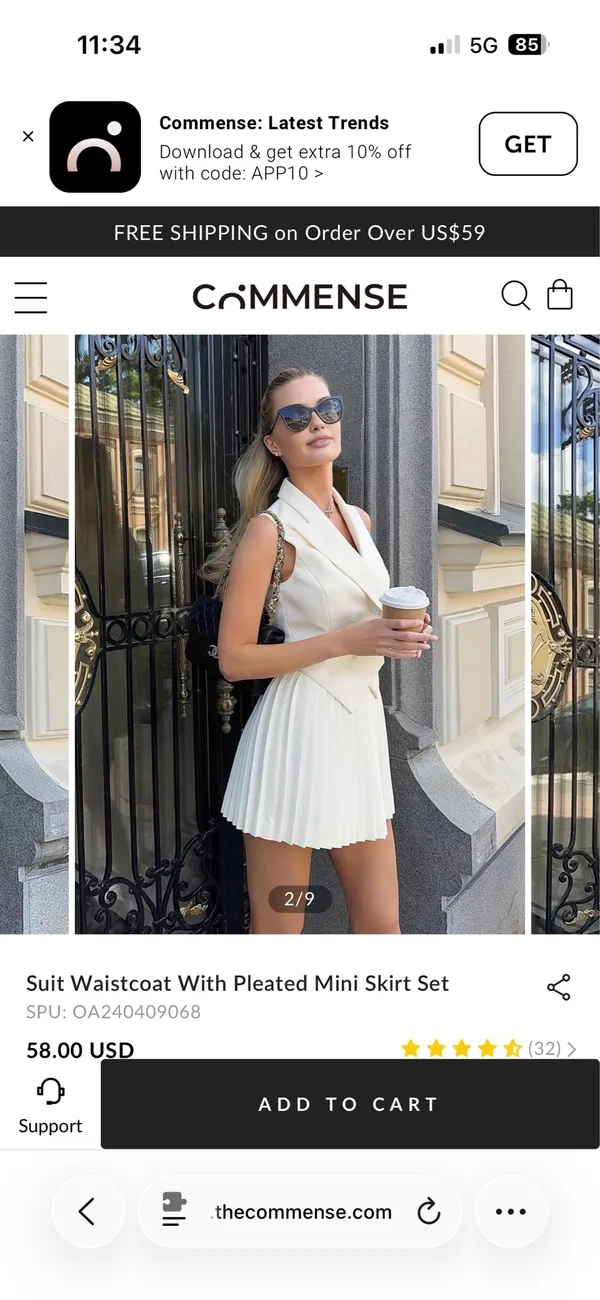 Commence Suit Waistcoat With Pleated Mini Skirt Set - Image 2