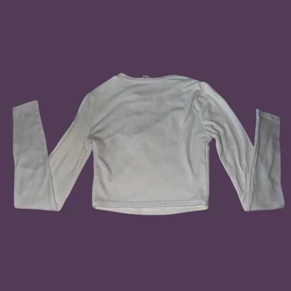 Garage ribbed cut out white long sleeve top - Image 2