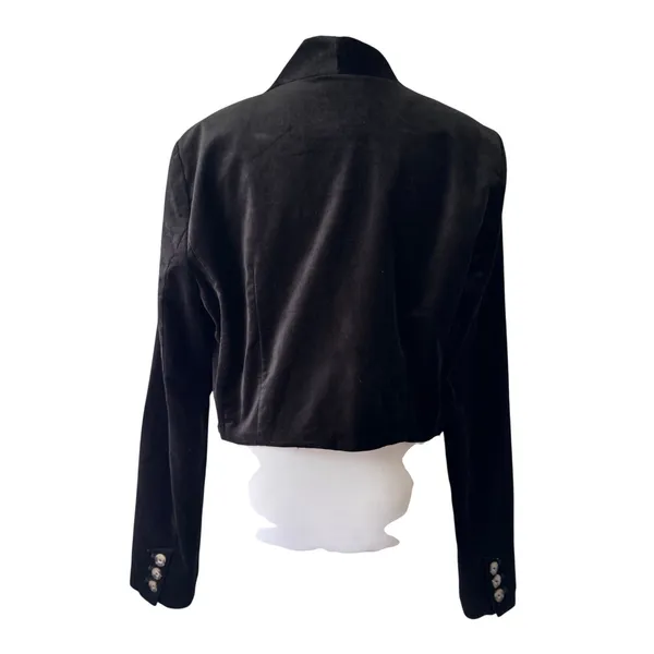 Anthropologie Black Velvet Cropped One Button Closure Jacket - Image 5