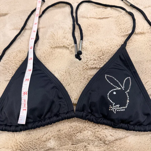 Vintage Y2K 2000s Bedazzled Bling Throwback Playboy Logo Rhinestone Bikini - Image 4