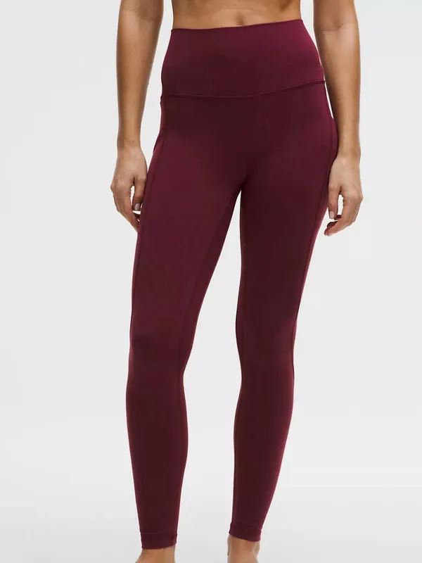 Lululemon High Rise Leggings Burgundy Maroon Yoga Pants Size 4 - Image 2