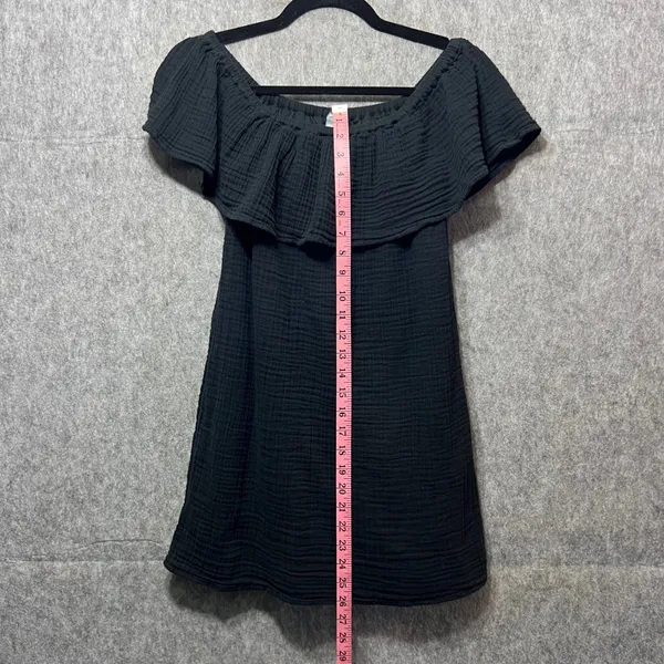 Aerie Black Dress Off Shoulder Ruffle Lined Casual XXS‎ Gauze Mini Dress - Image 6