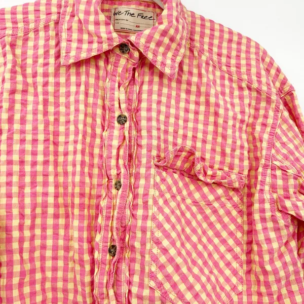 Free People FP We The Free Womens Boho High‎ Tide Button Down Gingham Shirt XS - Image 8