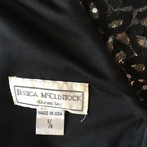 Jessica McClintock Black & Silver Vintage Long Maxi Dress 5-6 - Image 9