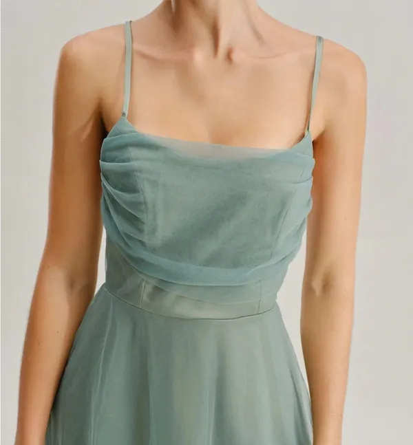 Rihoas Green Mesh Flowy Slip Midi Dress - Image 2