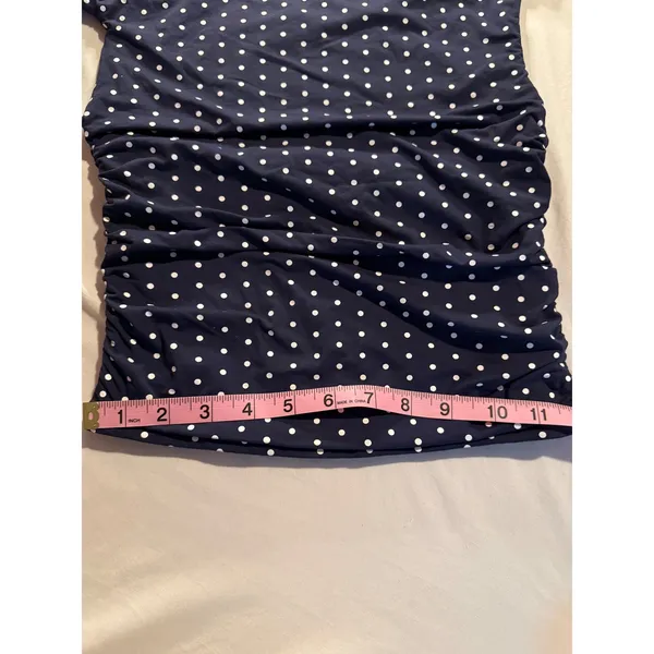 SUUKSESS Navy Blue Polka Dot One Shoulder Ruched Tank Top XS - Image 7