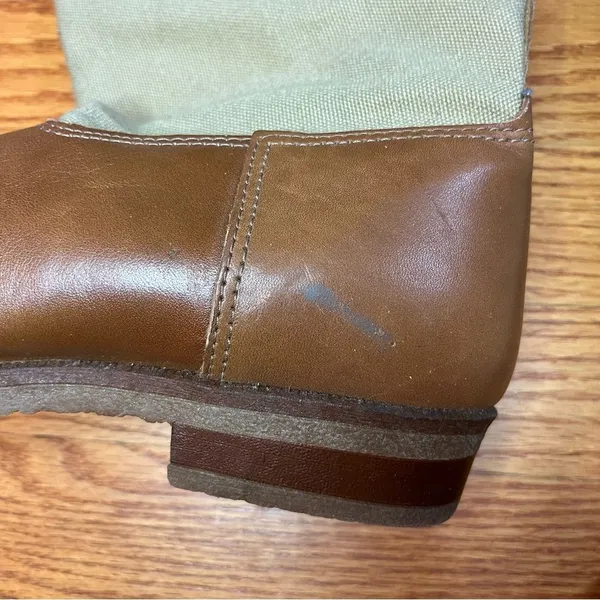 Vintage LL Bean Tan Canvas Leather Riding Equestrian boots 8.5 Neutral Classic - Image 4