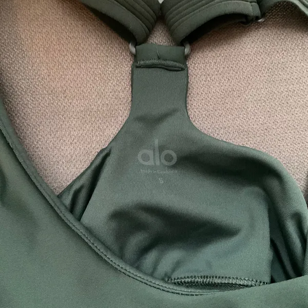 Alo Yoga Airlift Suit Up Bra Clover Green/White S - Image 3