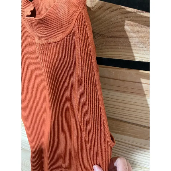 Aritzia Babaton Sculpt Knit Halter Mini Dress XS Flambeau Red Orange Bodycon - Image 9