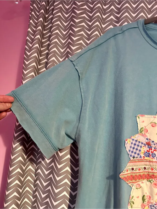 Easel | BOHO PATCH MINERAL WASHED T-SHIRT DRESS BLUE, M - Image 6