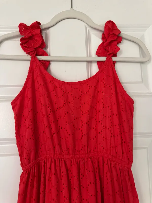 Red Ruffle Strap Maxi Dress - Image 3