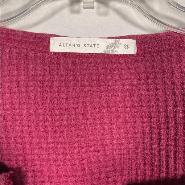 Altard State Womens Waffle Cropped Thermal Top Shirt Red Xs Oversized - Image 2