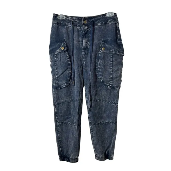 Young Fabulous & Broke Clyde Tencel Cargo Pants Small Blue Grey Cropped - Image 12