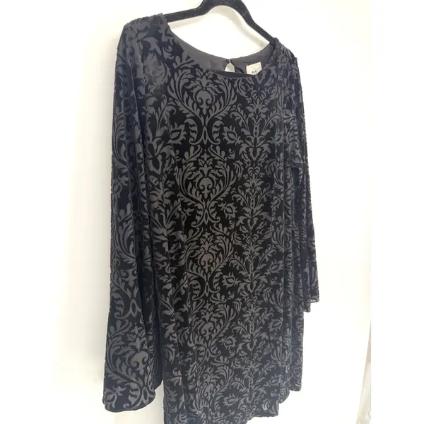 ECI Burnout Velvet Shift Dress Large Black Whimsigoth Fairy Dark Academia Witchy - Image 4