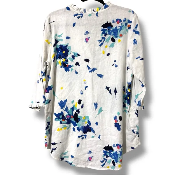 FOR CYNTHIA women’s medium hi low v-neck tunic with pockets 3/4 sleeves floral - Image 2