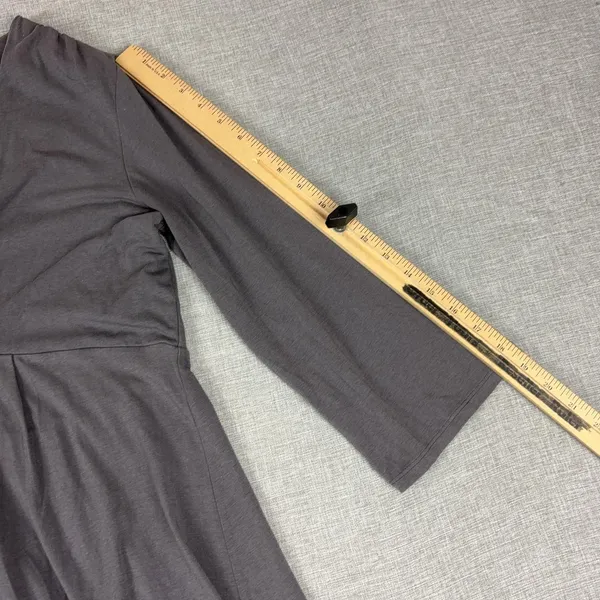 Garnet Hill Dress Womens XL Gray V-Neck Empire Waist Jersey A-Line Knee Length - Image 6
