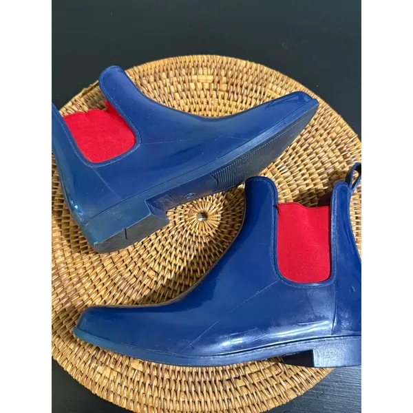 Lauren Ralph Lauren Tally Navy Blue Red Chelsea Rain Boots Womens 9 - Image 4