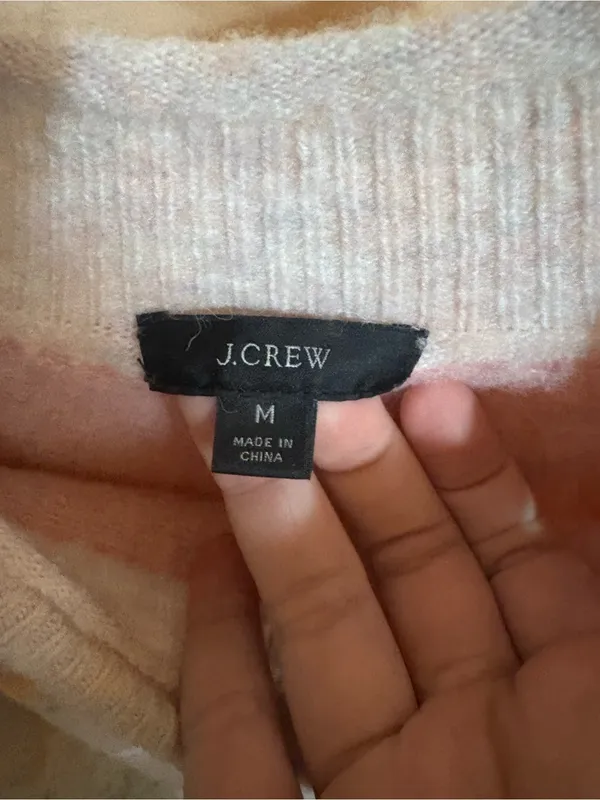 J. Crew cream, orange, pink, & blue fair isle roll neck turtleneck sweater - Image 3