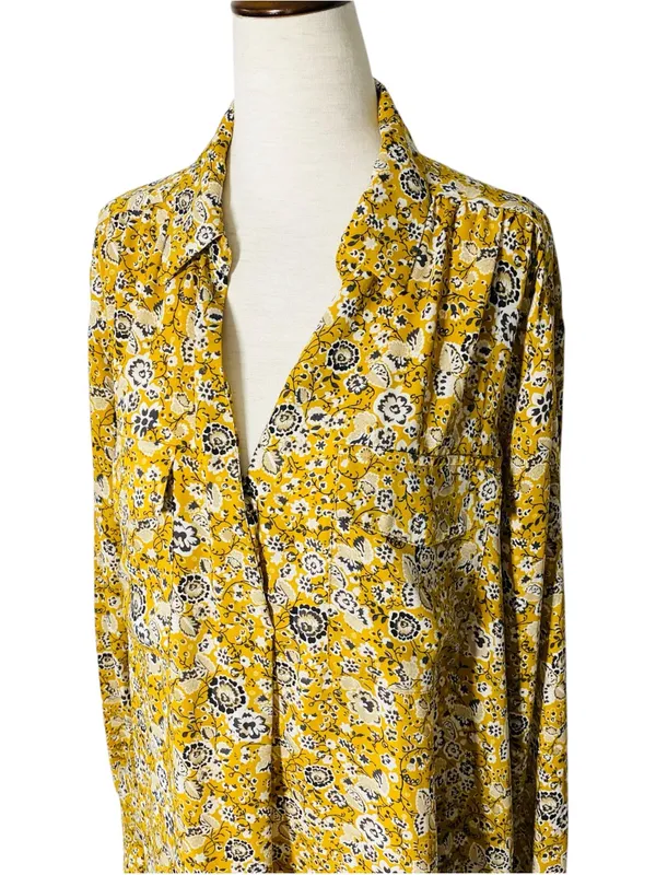 ANN TAYLOR Mustard Floral Shirt - Image 3