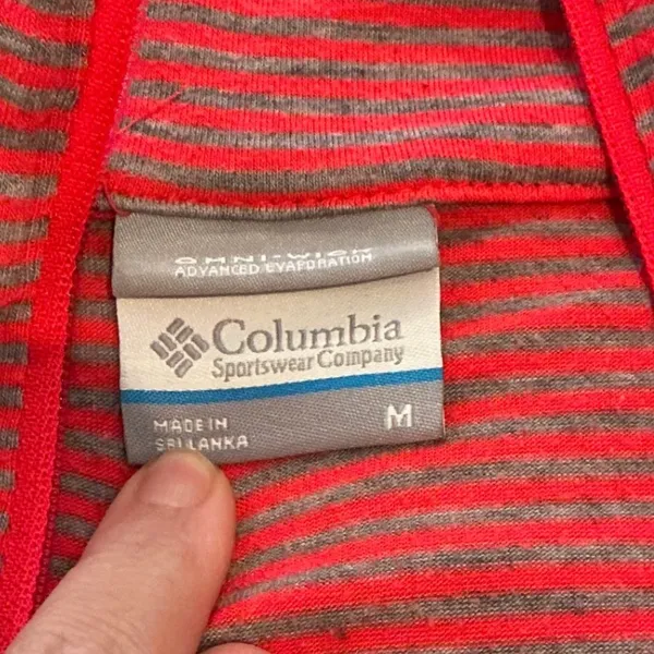 Columbia Omni-Wick Womens Quarter Zip Pullover Striped Coral Pink Grey Medium - Image 2