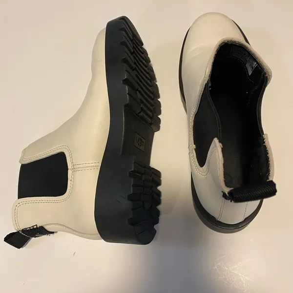 UGG Black and White Jasmine Markstrum Waterproof Leather Chelsea Ankle Boots - Image 13